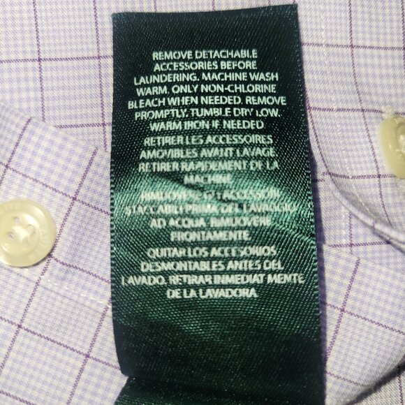 Lauren Ralph Lauren Dress Shirt Mens Classic Fit 18 34/36 LS Light Blue Non-Iron - Picture 11 of 16